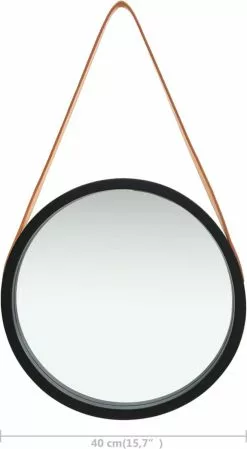 Furniture Limited - Wandspiegel Met Band 40 Cm Zwart -DECORATIE Winkel 660x1200