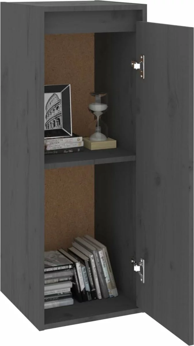Furniture Limited - Wandkast 30x30x80 Cm Massief Grenenhout Grijs 4 Furniture Limited - Wandkast 30x30x80 Cm Massief Grenenhout Grijs - Afbeelding 2