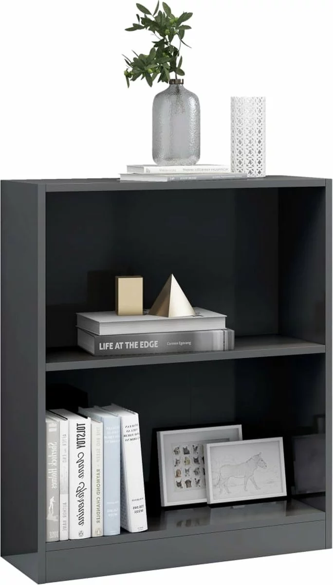 Furniture Limited - Boekenkast 60x24x74,5 Cm Bewerkt Hout Hoogglans Grijs 5 Furniture Limited - Boekenkast 60x24x74,5 Cm Bewerkt Hout Hoogglans Grijs - Afbeelding 3