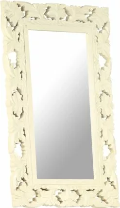 Furniture Limited - Spiegel Handgesneden 80x50 Cm Massief Mangohout Wit -DECORATIE Winkel 692x1200