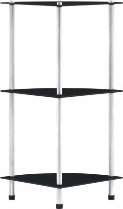 Furniture Limited - Kastje 3-laags 30x30x67 Cm Gehard Glas Zwart -DECORATIE Winkel 704x1200