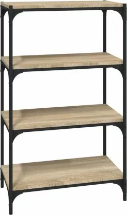 Furniture Limited - Boekenkast 60x33x100 Cm Bewerkt Hout En Staal Sonoma Eiken -DECORATIE Winkel 707x1200