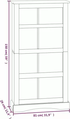 Furniture Limited - Boekenkast Grenenhout Met 4 Planken Corona-stijl 81x29x150 Cm 14 Furniture Limited - Boekenkast Grenenhout Met 4 Planken Corona-stijl 81x29x150 Cm -DECORATIE Winkel 714x1200 1
