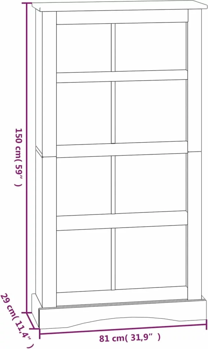 Furniture Limited - Boekenkast Grenenhout Met 4 Planken Corona-stijl 81x29x150 Cm 7 Furniture Limited - Boekenkast Grenenhout Met 4 Planken Corona-stijl 81x29x150 Cm - Afbeelding 5