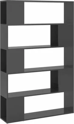 Furniture Limited - Boekenkast/kamerscherm Bewerkt Hout Hoogglans Grijs -DECORATIE Winkel 715x1200 1