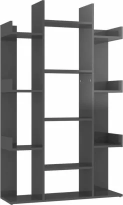 Furniture Limited - Boekenkast 86x25,5x140 Cm Spaanplaat Hoogglans Grijs