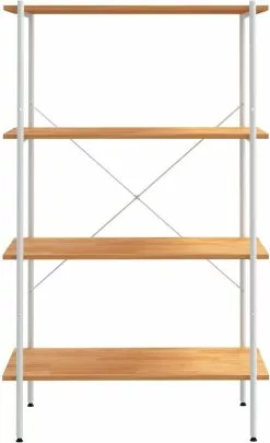 Furniture Limited - Opbergrek 4-laags 80x40x130 Cm Wit En Eikenkleurig -DECORATIE Winkel 731x1200