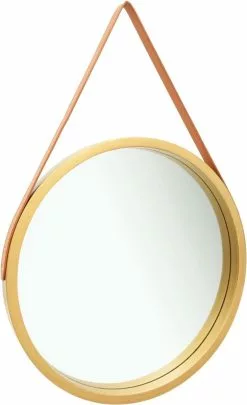 Furniture Limited - Wandspiegel Met Band 60 Cm Goudkleurig