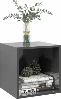 Furniture Limited - Wandkasten 2 St 37x37x37 Cm Spaanplaat Hoogglans Grijs -DECORATIE Winkel 735x1200