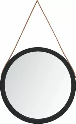 Furniture Limited - Wandspiegel Met Band Ø 55 Cm Zwart
