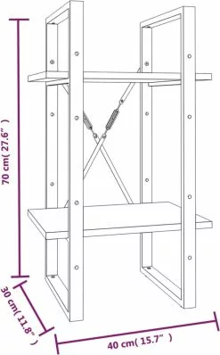 Furniture Limited - Boekenkast 2-laags 40x30x70 Cm Bewerkt Hout Grijs Sonoma Eiken -DECORATIE Winkel 745x1200 1