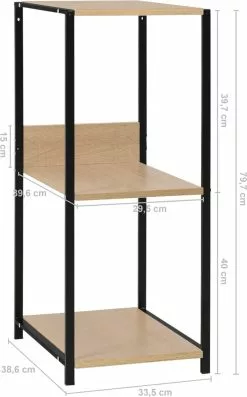 Furniture Limited - Boekenkast 33,5x39,6x79,7 Cm Spaanplaat Zwart En Eikenkleurig -DECORATIE Winkel 747x1200 1