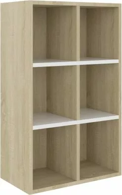 Furniture Limited - Boekenkast/dressoir 66x30x97,8 Cm Bewerkt Hout Wit Sonoma Eiken