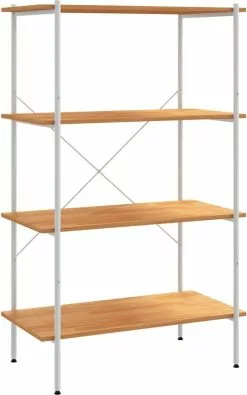 Furniture Limited - Opbergrek 4-laags 80x40x130 Cm Wit En Eikenkleurig