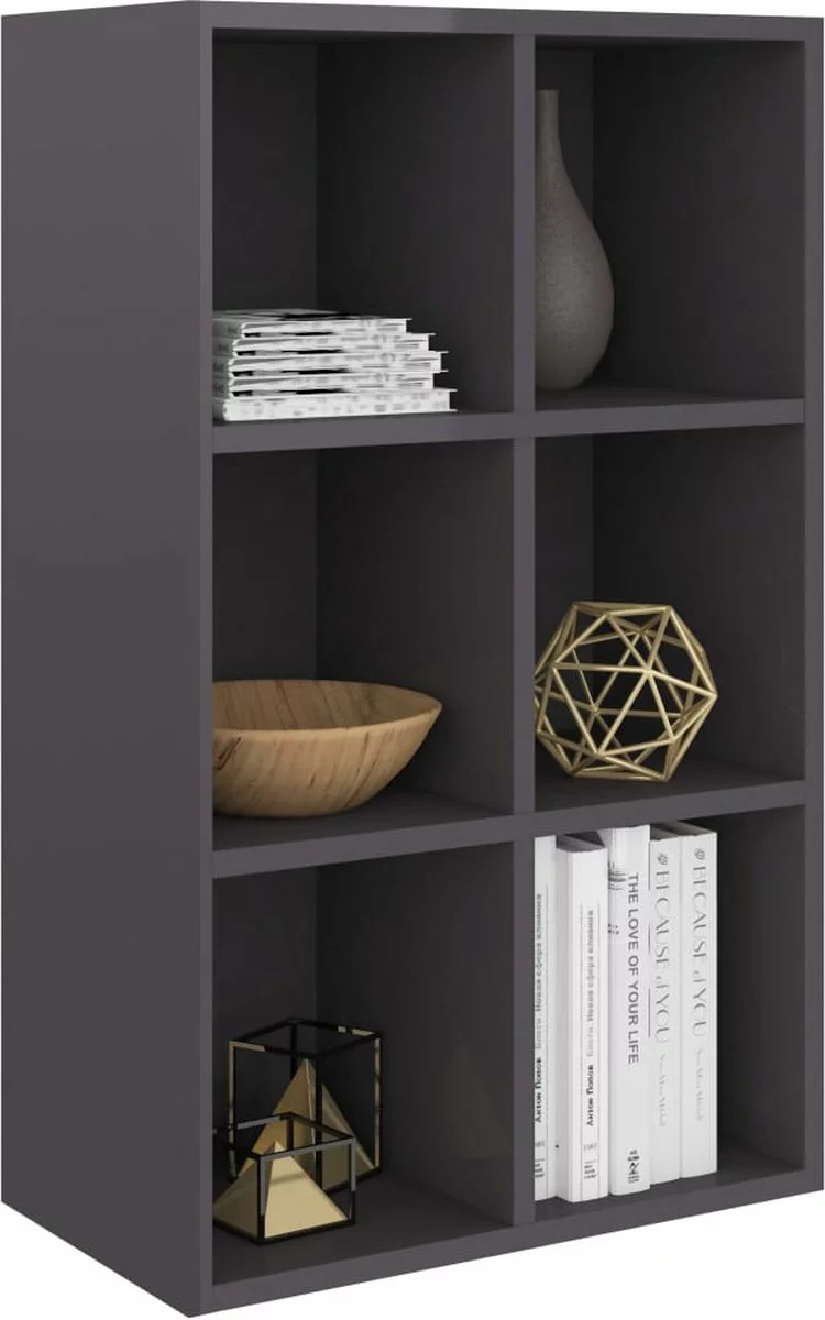 Furniture Limited - Boekenkast/dressoir 66x30x97,8 Cm Bewerkt Hout Hoogglans Grijs 6 Furniture Limited - Boekenkast/dressoir 66x30x97,8 Cm Bewerkt Hout Hoogglans Grijs - Afbeelding 4