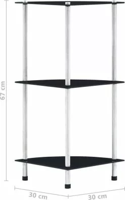 Furniture Limited - Kastje 3-laags 30x30x67 Cm Gehard Glas Zwart -DECORATIE Winkel 753x1200 2