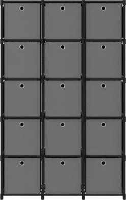 Furniture Limited - Kast Met 15 Vakken Met Boxen 103x30x175,5 Cm Stof Zwart -DECORATIE Winkel 754x1200 2