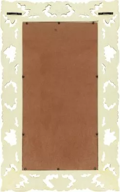 Furniture Limited - Spiegel Handgesneden 80x50 Cm Massief Mangohout Wit -DECORATIE Winkel 754x1200