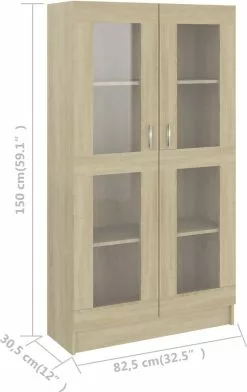 Furniture Limited - Vitrinekast 82,5x30,5x150 Cm Spaanplaat Sonoma Eikenkleurig 15 Furniture Limited - Vitrinekast 82,5x30,5x150 Cm Spaanplaat Sonoma Eikenkleurig -DECORATIE Winkel 756x1200 1