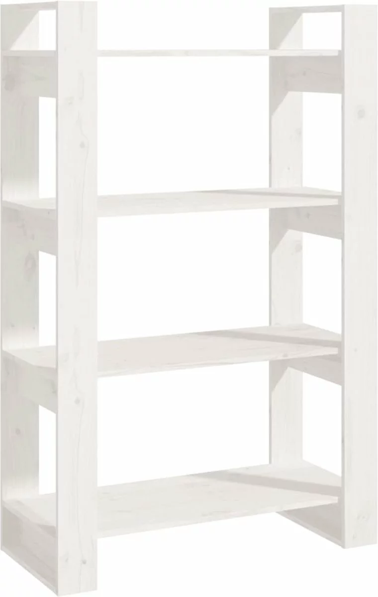 Furniture Limited - Boekenkast/kamerscherm 80x35x125 Cm Massief Grenenhout Wit 11 Furniture Limited - Boekenkast/kamerscherm 80x35x125 Cm Massief Grenenhout Wit - Afbeelding 9