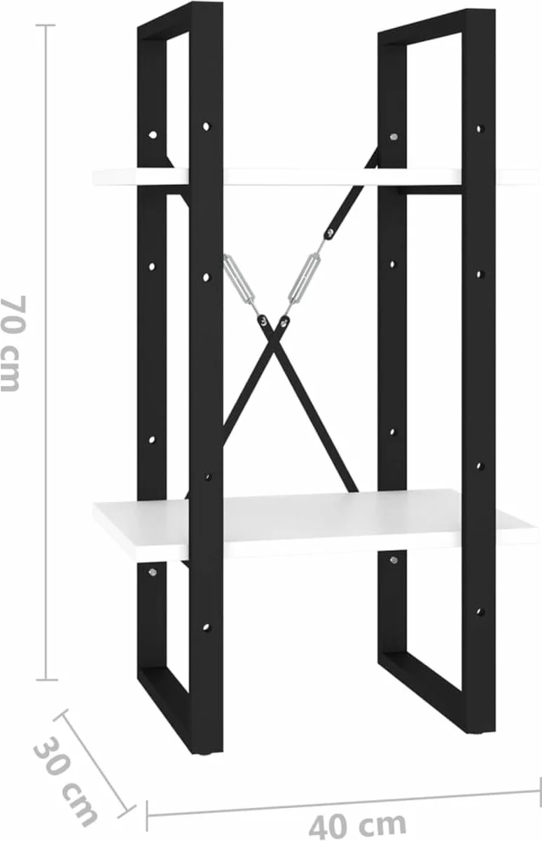 Furniture Limited - Boekenkast Met 2 Schappen 40x30x70 Cm Bewerkt Hout Wit 5 Furniture Limited - Boekenkast Met 2 Schappen 40x30x70 Cm Bewerkt Hout Wit - Afbeelding 3