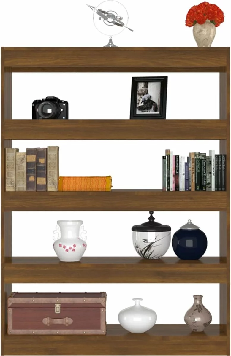 Furniture Limited - Boekenkast/kamerscherm 100x30x135 Cm Bruineikenkleurig 9 Furniture Limited - Boekenkast/kamerscherm 100x30x135 Cm Bruineikenkleurig - Afbeelding 7