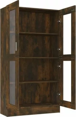 Furniture Limited - Vitrinekast 82,5x30,5x150 Cm Bewerkt Hout Gerookt Eikenkleurig -DECORATIE Winkel 782x1200