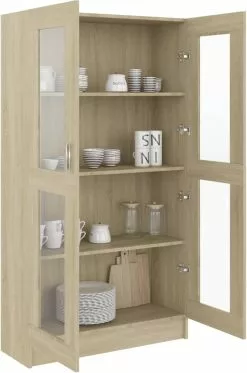 Furniture Limited - Vitrinekast 82,5x30,5x150 Cm Spaanplaat Sonoma Eikenkleurig 14 Furniture Limited - Vitrinekast 82,5x30,5x150 Cm Spaanplaat Sonoma Eikenkleurig -DECORATIE Winkel 795x1200