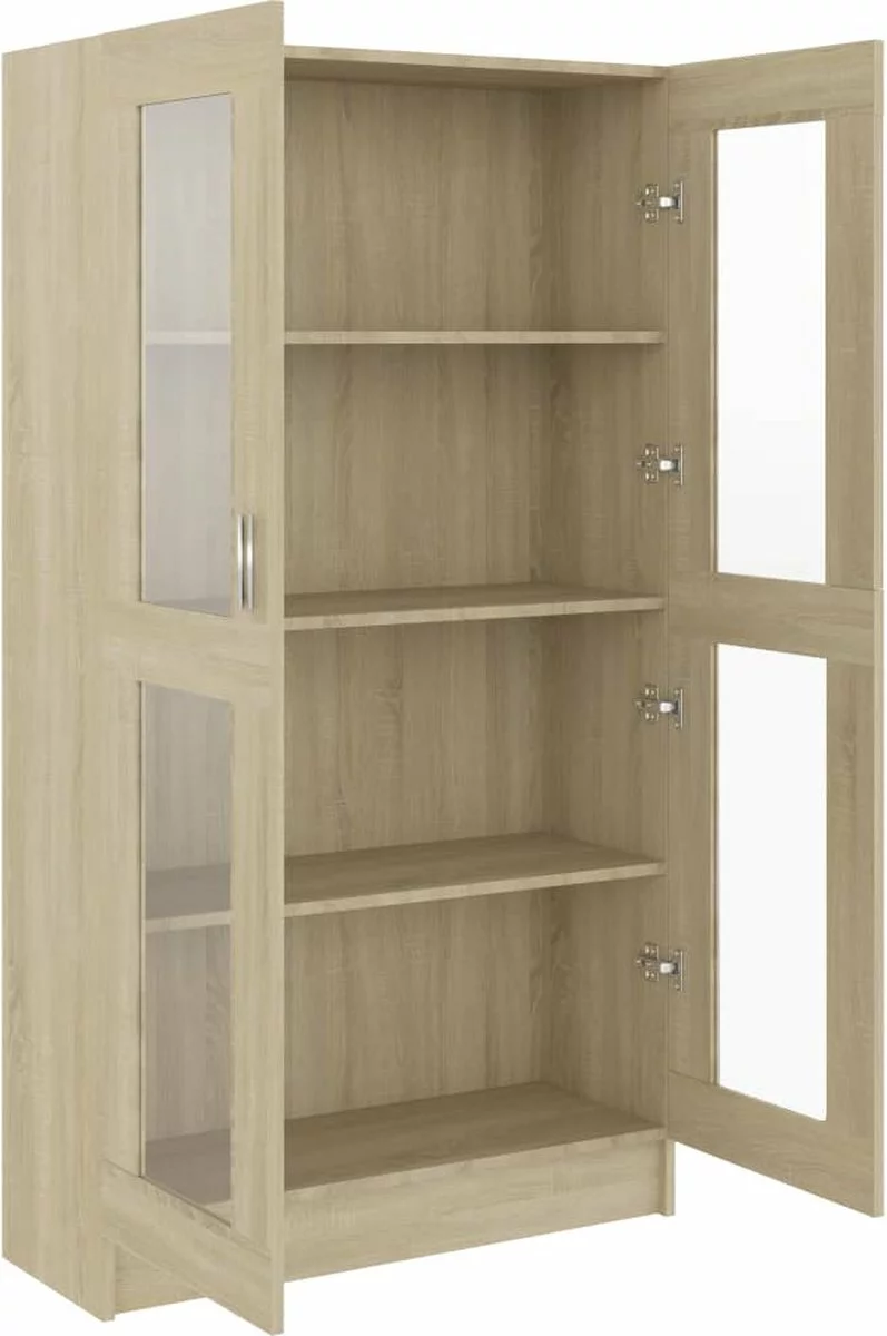 Furniture Limited - Vitrinekast 82,5x30,5x150 Cm Spaanplaat Sonoma Eikenkleurig 4 Furniture Limited - Vitrinekast 82,5x30,5x150 Cm Spaanplaat Sonoma Eikenkleurig - Afbeelding 2