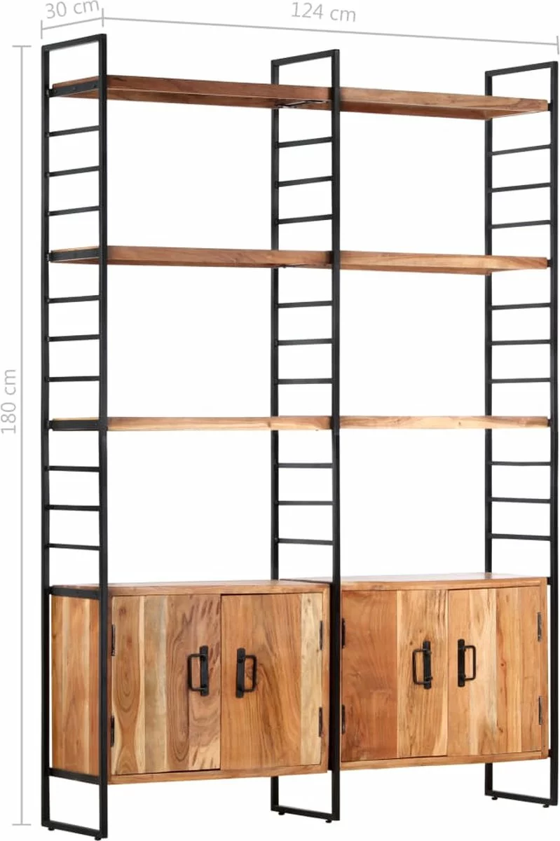 Furniture Limited - Boekenkast Met 4 Schappen 124x30x180 Cm Massief Acaciahout 6 Furniture Limited - Boekenkast Met 4 Schappen 124x30x180 Cm Massief Acaciahout - Afbeelding 4