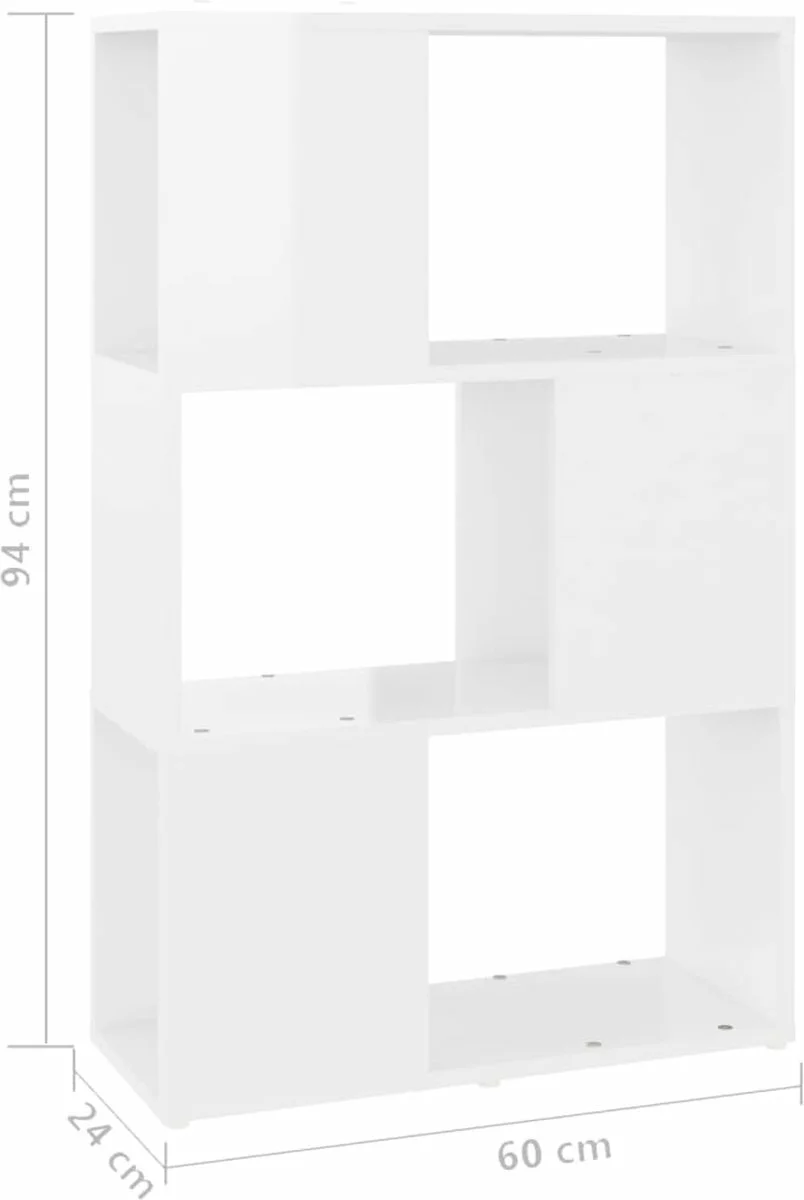 Furniture Limited - Boekenkast/kamerscherm 60x24x94 Cm Spaanplaat Hoogglans Wit 8 Furniture Limited - Boekenkast/kamerscherm 60x24x94 Cm Spaanplaat Hoogglans Wit - Afbeelding 6