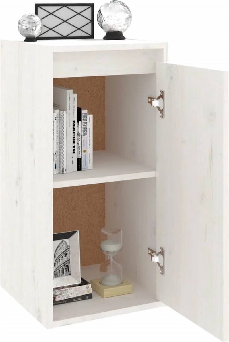 Furniture Limited - Wandkasten 2 St 30x30x60 Cm Massief Grenenhout Wit 4 Furniture Limited - Wandkasten 2 St 30x30x60 Cm Massief Grenenhout Wit - Afbeelding 2