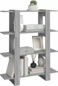 Furniture Limited - Boekenkast/kamerscherm 100x30x123,5 Cm Grijs Sonoma Eiken -DECORATIE Winkel 813x1200 1