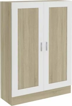 Furniture Limited - Boekenkast 82,5x30,5x115 Cm Spaanplaat Wit Sonoma Eikenkleurig -DECORATIE Winkel 813x1200