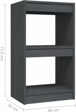 Furniture Limited - Boekenkast 40x30x71,5 Cm Massief Grenenhout Grijs -DECORATIE Winkel 815x1200 1