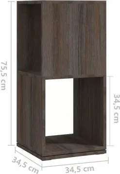 Furniture Limited - Draaikast 34,5x34,5x75,5 Cm Spaanplaat Grijs En Sonoma Eiken -DECORATIE Winkel 827x1200 3