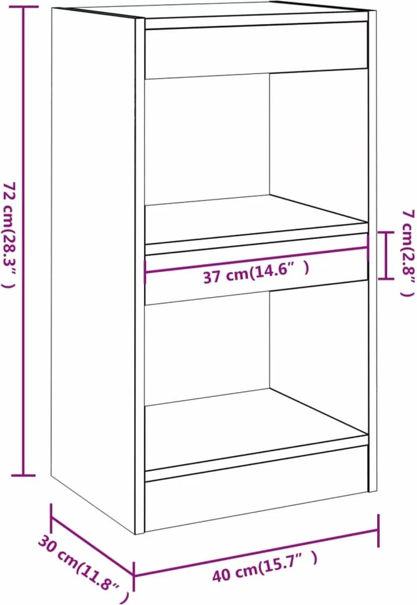 Furniture Limited - Boekenkast/kamerscherm 40x30x72 Cm Sonoma Eikenkleurig 6 Furniture Limited - Boekenkast/kamerscherm 40x30x72 Cm Sonoma Eikenkleurig - Afbeelding 4
