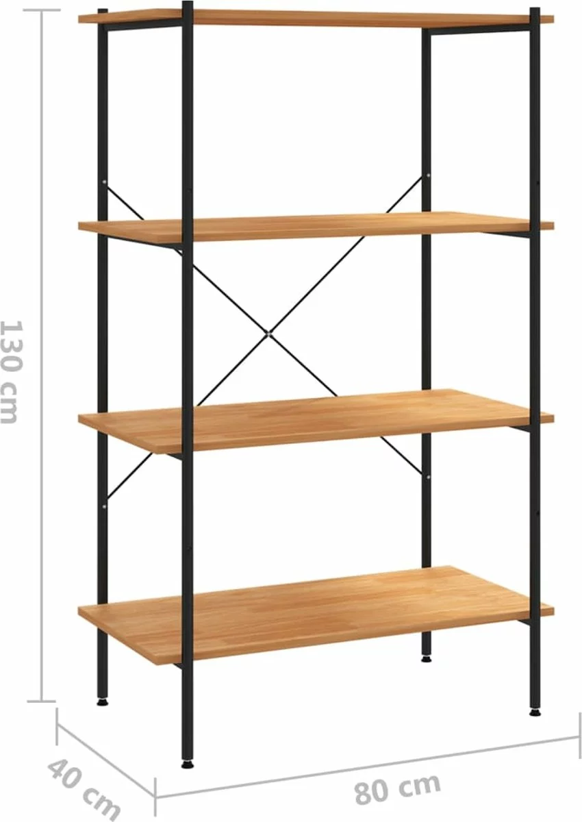 Furniture Limited - Opbergrek 4-laags 80x40x130 Cm Zwart En Eikenkleurig 8 Furniture Limited - Opbergrek 4-laags 80x40x130 Cm Zwart En Eikenkleurig - Afbeelding 6
