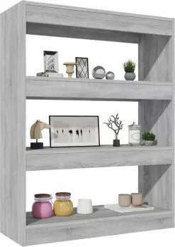 Furniture Limited - Boekenkast/kamerscherm 80x30x103 Cm Bewerkt Hout Grijs Sonoma -DECORATIE Winkel 853x1200