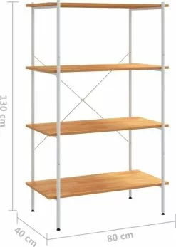 Furniture Limited - Opbergrek 4-laags 80x40x130 Cm Wit En Eikenkleurig -DECORATIE Winkel 854x1200