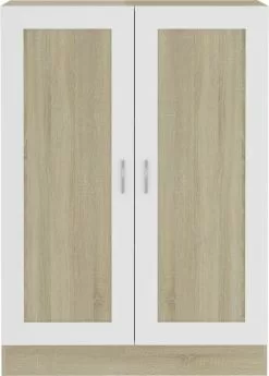 Furniture Limited - Boekenkast 82,5x30,5x115 Cm Spaanplaat Wit Sonoma Eikenkleurig -DECORATIE Winkel 858x1200