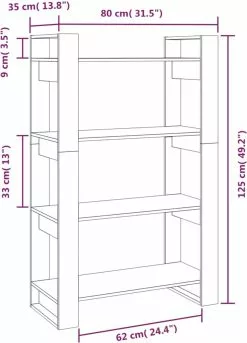 Furniture Limited - Boekenkast/kamerscherm 80x35x125 Cm Massief Grenenhout Wit 14 Furniture Limited - Boekenkast/kamerscherm 80x35x125 Cm Massief Grenenhout Wit -DECORATIE Winkel 863x1200