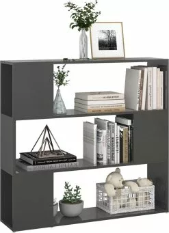 Furniture Limited - Boekenkast/kamerscherm 100x24x94 Cm Hoogglans Grijs -DECORATIE Winkel 868x1200
