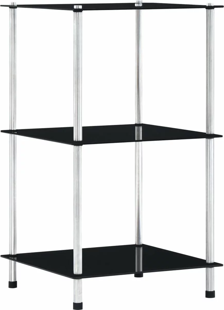 Furniture Limited - Kastje 3-laags 40x40x67 Cm Gehard Glas Zwart 3 Furniture Limited - Kastje 3-laags 40x40x67 Cm Gehard Glas Zwart