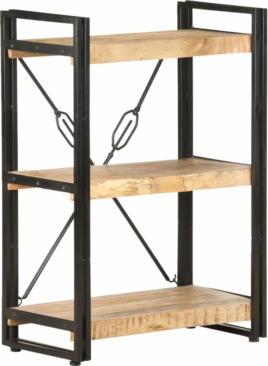 Furniture Limited - Boekenkast Met 3 Schappen 60x30x80 Cm Massief Mangohout 5 Furniture Limited - Boekenkast Met 3 Schappen 60x30x80 Cm Massief Mangohout - Afbeelding 3