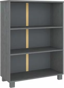 Furniture Limited - Boekenkast HAMAR 85x35x112 Cm Massief Grenenhout Donkergrijs -DECORATIE Winkel 881x1200 1