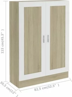 Furniture Limited - Boekenkast 82,5x30,5x115 Cm Spaanplaat Wit Sonoma Eikenkleurig -DECORATIE Winkel 887x1200