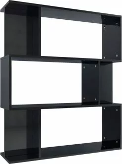 Furniture Limited - Boekenkast/kamerscherm 80x24x96 Cm Hoogglans Zwart