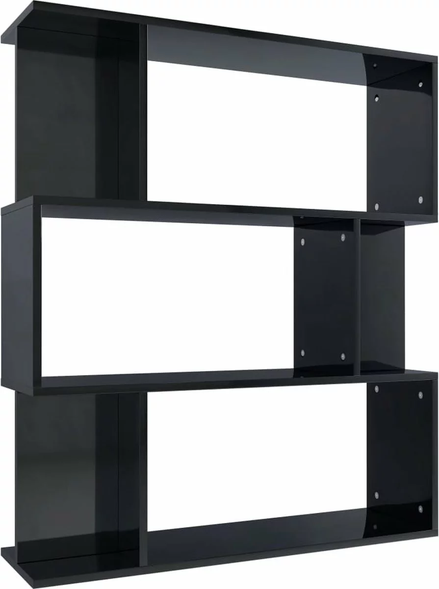 Furniture Limited - Boekenkast/kamerscherm 80x24x96 Cm Hoogglans Zwart 3 Furniture Limited - Boekenkast/kamerscherm 80x24x96 Cm Hoogglans Zwart