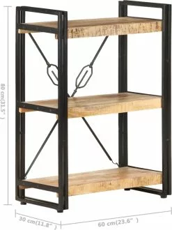 Furniture Limited - Boekenkast Met 3 Schappen 60x30x80 Cm Massief Mangohout 16 Furniture Limited - Boekenkast Met 3 Schappen 60x30x80 Cm Massief Mangohout -DECORATIE Winkel 899x1200